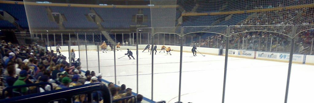 Wide shot of Sabres practice/scrimmage in 2012
